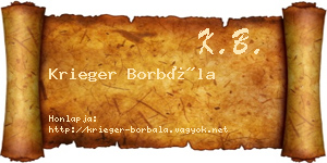 Krieger Borbála névjegykártya